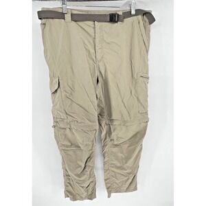 Columbia Hiking Pants Men 38x31‎ Convertible Zip Off Legs Khaki Cargo W/Belt